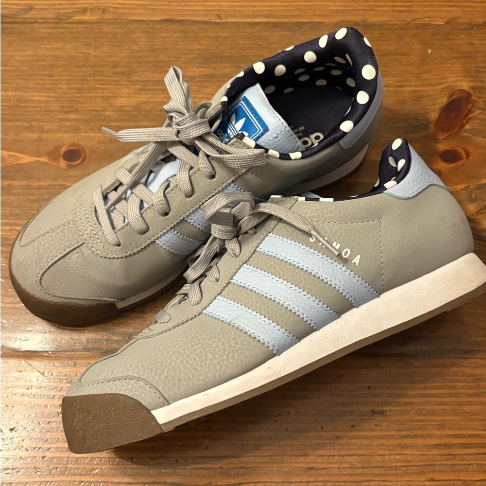 Adidas Samoa Pale Gray & Baby Blue Athletic Shoes 7.5 Women’s Trainers